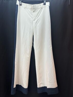 Banana Republic White Wide-Leg Pants with Navy Side Stripe 6 NWTS